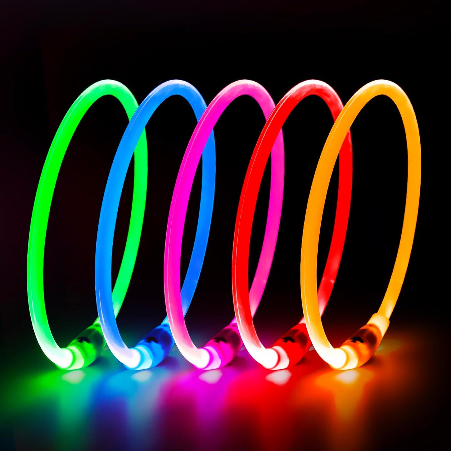 LED Dog Collar -  USB Rechargeable Light up Dog Collar Glow in the Dark, LED Dog Necklace Light for Night Walking (Red)