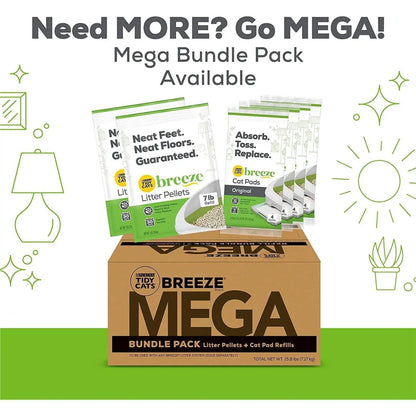 (4 Pack)  Tidy Cats Breeze Unscented 99.9 Percent Dust Free, Multi Cat, Zeolite Pellet Cat Litter Refill