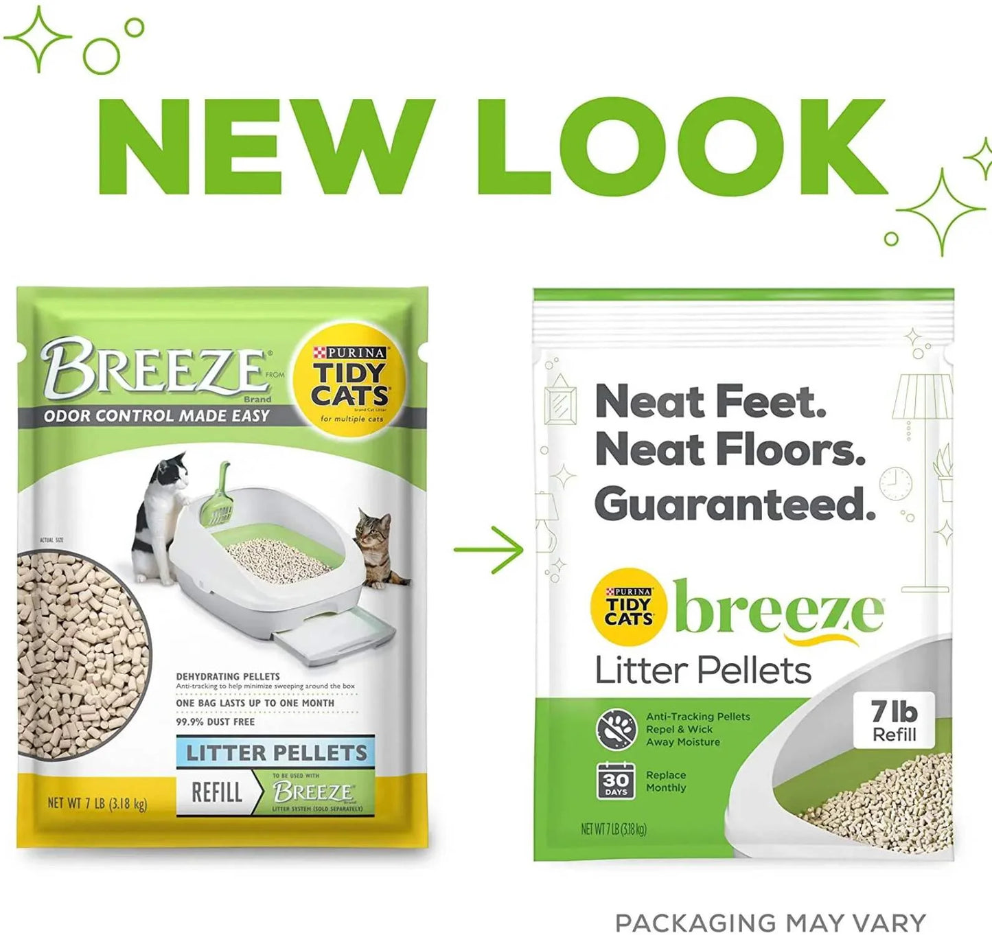 (4 Pack)  Tidy Cats Breeze Unscented 99.9 Percent Dust Free, Multi Cat, Zeolite Pellet Cat Litter Refill