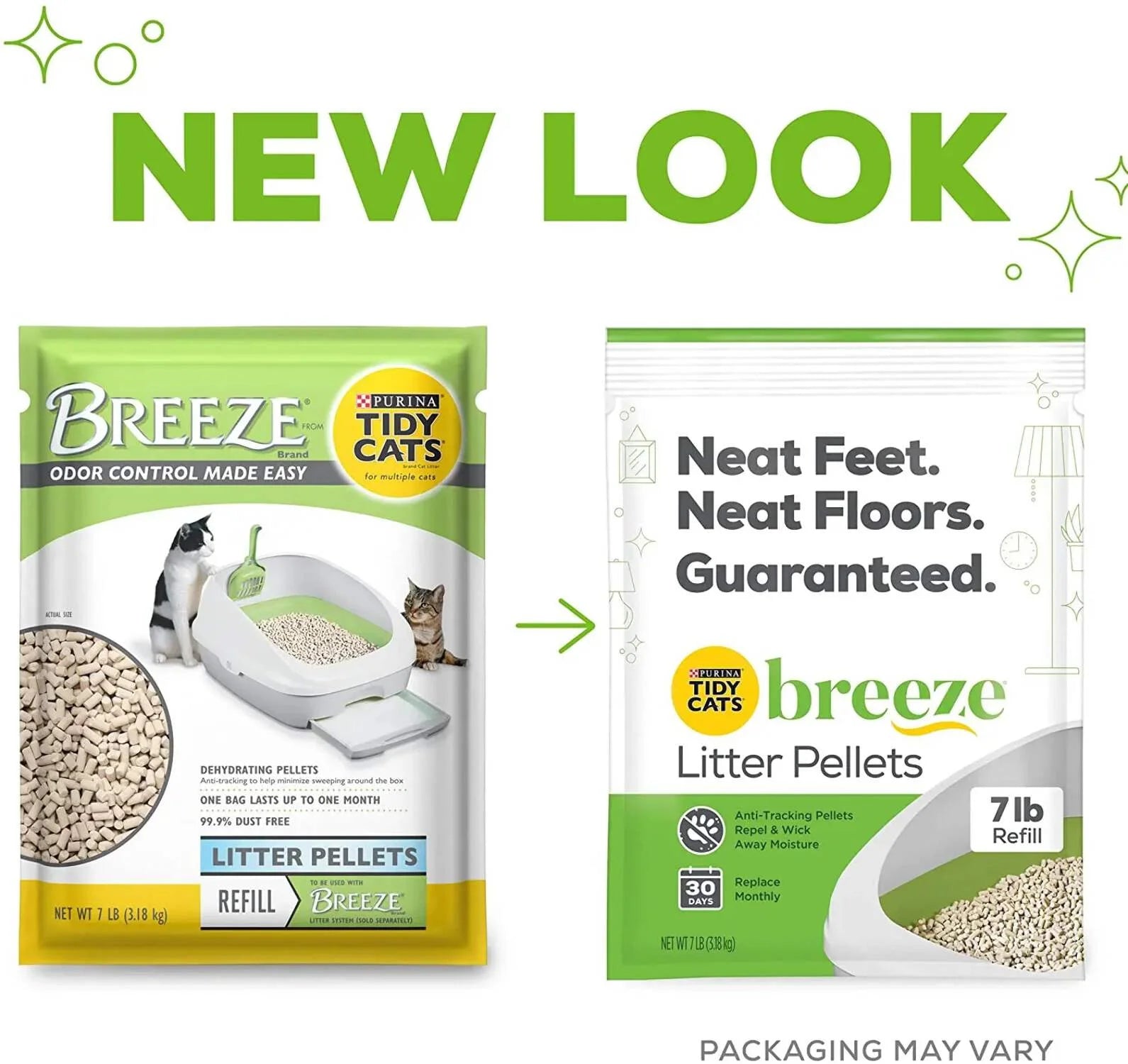 (4 Pack)  Tidy Cats Breeze Unscented 99.9 Percent Dust Free, Multi Cat, Zeolite Pellet Cat Litter Refill