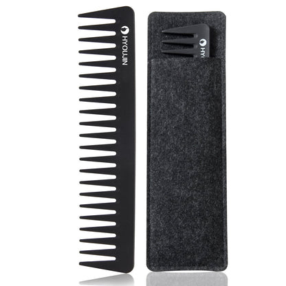 601 Black Carbon Wide Tooth Comb Detangling Comb Detangler Hair Comb for Long Wet Hair Hair Straighten Curly Hair 230℃ Heat Resistan